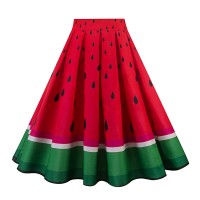 Print Summer Skirts Women Red Contrast Green (1) TL